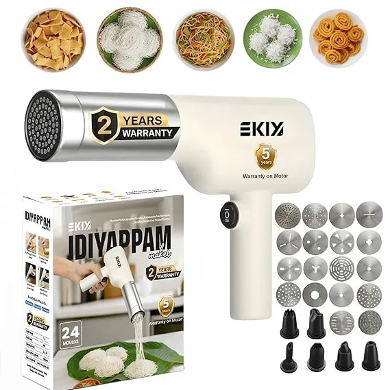 EKIY Electric 24 Mould Stainless Steel Idiyappam, Noolappam, Cakes, Muruke, Noodles, Pasta Maker Machine